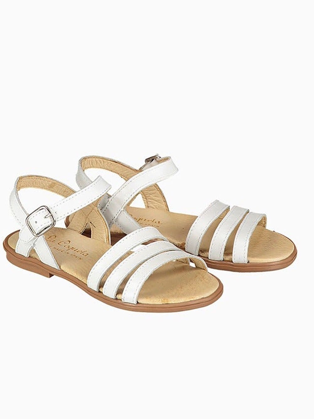 La Coqueta Sienna White Nappa Leather Sandals Girls Size 26 EU / US 9.5 - Picture 4 of 15